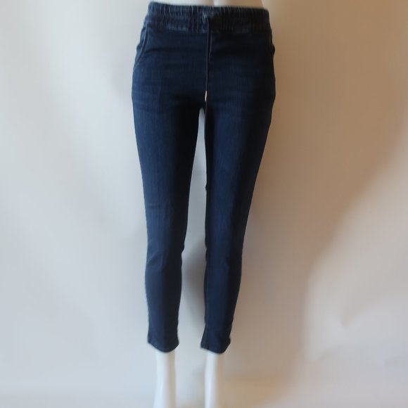 BEVY Blue Elastic Waist Dark Blue Skinny Jogger Jeans Sz 27* - Picture 3 of 9
